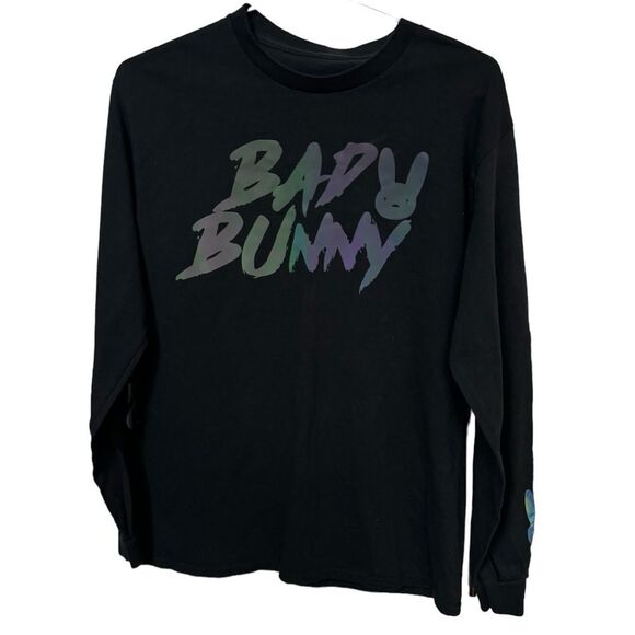 Other - Awesome Bad Bunny Iridescent Black Long Sleeve Men’s M T-Shirt YHLQMDLG RARE
